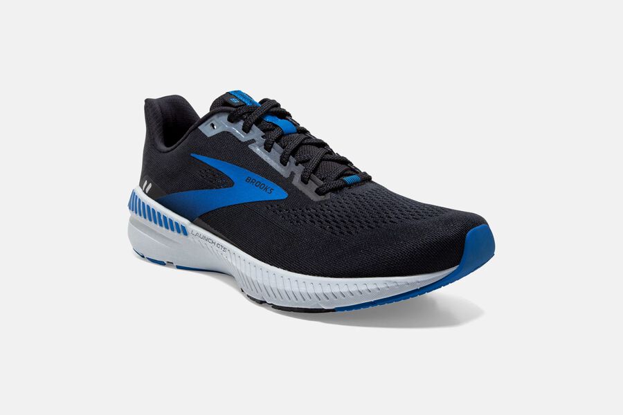 Brooks Running Shoes - Launch GTS 8 Road Mens - Black/Grey/Blue - TOF-062197